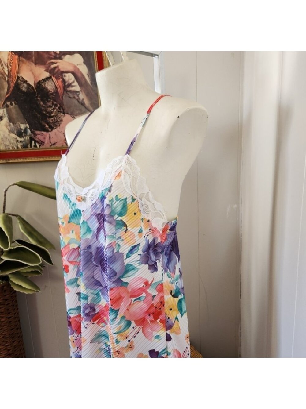 Vintage Floral Nightie Lingerie Sheer Slip Dress 90s 199ps Y2K Mini Fairycore - Picture 4 of 11